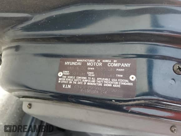 2000 Hyundai Elantra GLS z VIN KMHJF35F9YU032902, wystawiony jako Copart lot #45145955 z przebiegiem 79 229 mil mil oraz Czysty tytuł • Clean title. Historia ofert i sprzedaży dostępna na DreamBid. Obrazek 12.