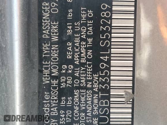 2004 BMW Z4 2.5i с VIN 4USBT33594LS53289, выставлен на аукционе Copart как лот 68027935 с пробегом 118 812 миль миль и Списание • Salvage title. История ставок и продаж доступна на DreamBid. Изображение 12.