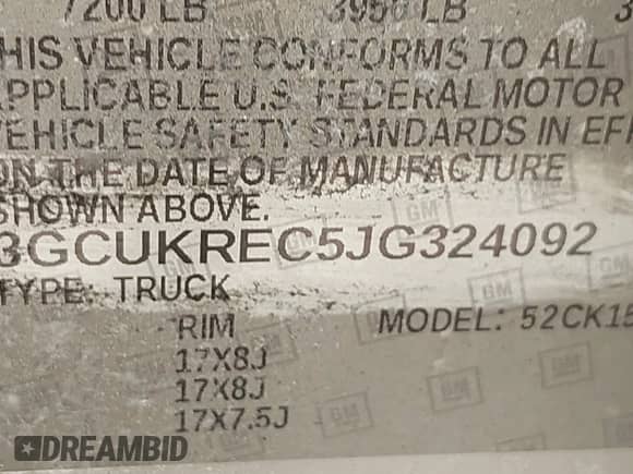 2018 Chevrolet Silverado 1500 LT with VIN 3GCUKREC5JG324092, listed as a IAAI auction lot 42559785 with 250,535 mi miles and . Bid and sale history available at DreamBid. Image 9.