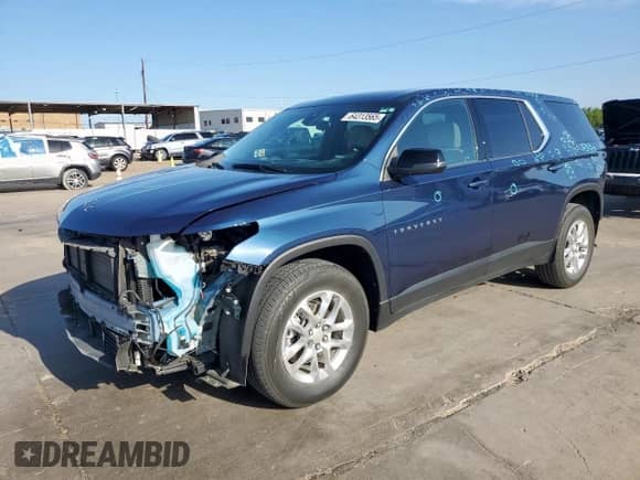 2022 Chevrolet Traverse LS z VIN 1GNERFKW8NJ191109, wystawiony jako Copart lot #64313565 z przebiegiem 37 936 mil mil oraz Szkoda całkowita • Salvage title. Historia ofert i sprzedaży dostępna na DreamBid. Obrazek 1.
