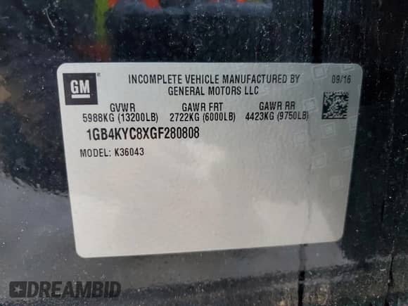 2016 Chevrolet Silverado 3500 с VIN 1GB4KYC8XGF280808, выставлен на аукционе Copart как лот 84072254 с пробегом 272 217 миль миль и Списание • Salvage title. История ставок и продаж доступна на DreamBid. Изображение 13.