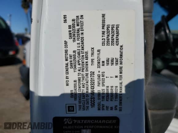 1999 Chevrolet S-10 LS Xtreme с VIN 1GCCS14W4X8201732, выставлен на аукционе Copart как лот 45864515 с пробегом Не указан миль и Чистый • Clean title. История ставок и продаж доступна на DreamBid. Изображение 12.