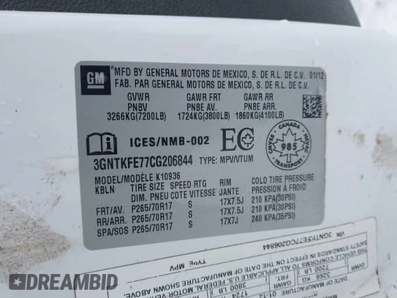 2012 Chevrolet Avalanche LT с VIN 3GNTKFE77CG206844, выставлен на аукционе IAAI как лот 41560294 с пробегом 182 055 миль миль и . История ставок и продаж доступна на DreamBid. Изображение 9.