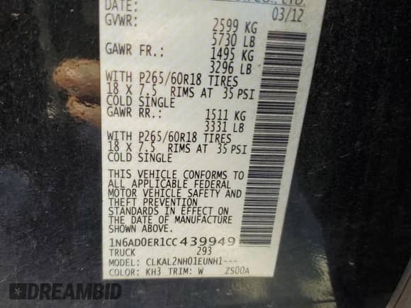 2012 Nissan Frontier SL с VIN 1N6AD0ER1CC439949, выставлен на аукционе Copart как лот 48627335 с пробегом 235 947 миль миль и Списание • Salvage title. История ставок и продаж доступна на DreamBid. Изображение 12.