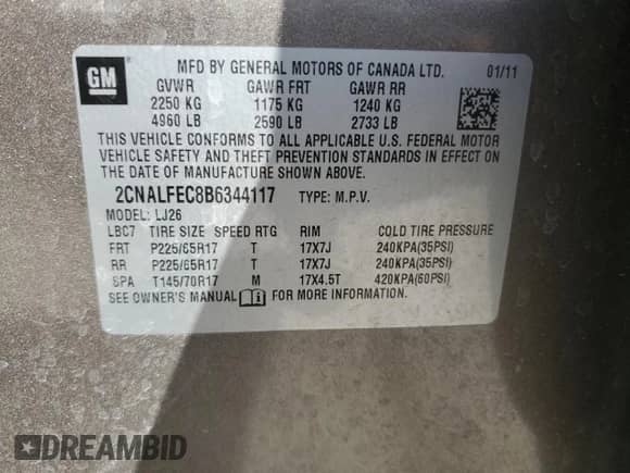 2011 Chevrolet Equinox LTZ with VIN 2CNALFEC8B6344117, listed as a Copart auction lot 53255335 with 106,984 mi miles and Salvage title. Bid and sale history available at DreamBid. Image 13.