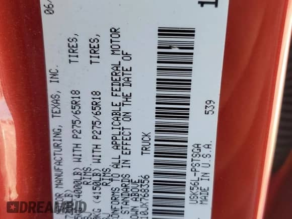 2018 Toyota Tundra SR5 z VIN 5TFDW5F10JX768356, wystawiony jako Copart lot #82286115 z przebiegiem 104 810 mil mil oraz Szkoda całkowita • Salvage title. Historia ofert i sprzedaży dostępna na DreamBid. Obrazek 12.