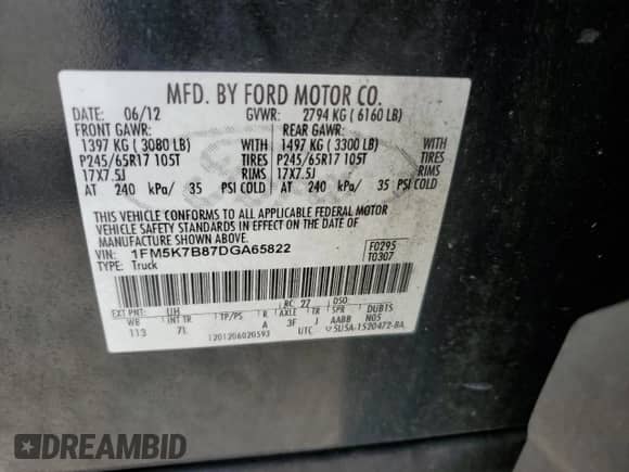 2013 Ford Explorer с VIN 1FM5K7B87DGA65822, выставлен на аукционе Copart как лот 85500885 с пробегом 257 889 миль миль и Чистый • Clean title. История ставок и продаж доступна на DreamBid. Изображение 13.