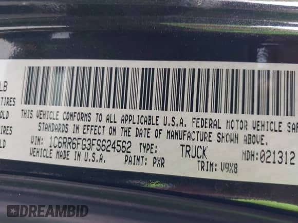 2015 Ram 1500 Tradesman with VIN 1C6RR6FG3FS624562, listed as a IAAI auction lot 41158150 with Not provided miles and . Bid and sale history available at DreamBid. Image 9.