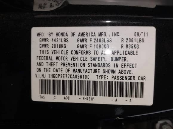 2012 Honda Accord EX z VIN 1HGCP2E77CA028100, wystawiony jako IAAI lot #42648699 z przebiegiem 167 661 mil mil oraz . Historia ofert i sprzedaży dostępna na DreamBid. Obrazek 9.