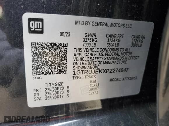 2023 GMC Sierra 1500 Elevation z VIN 1GTRUJEKXPZ274047, wystawiony jako Copart lot #45216525 z przebiegiem 22 756 mil mil oraz Szkoda całkowita • Salvage title. Historia ofert i sprzedaży dostępna na DreamBid. Obrazek 12.