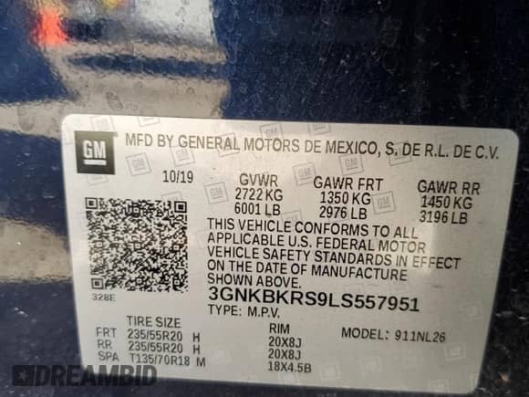 2020 Chevrolet Blazer RS с VIN 3GNKBKRS9LS557951, выставлен на аукционе Copart как лот 67598585 с пробегом 55 716 миль миль и Списание • Salvage title. История ставок и продаж доступна на DreamBid. Изображение 13.