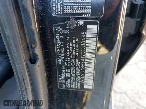 2000 BMW 5 Series 528i с VIN WBADM6341YGU18445, выставлен на аукционе Copart как лот 41891285 с пробегом Не указан миль и Списание • Salvage title. История ставок и продаж доступна на DreamBid. Изображение 14.