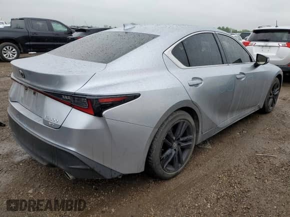 2021 Lexus IS 300 with VIN JTHC81F27M5045772, listed as a Copart auction lot 57782055 with 21,753 mi miles and Salvage title. Bid and sale history available at DreamBid. Image 3.