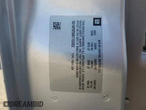 2010 Chevrolet Cobalt 2LT with VIN 1G1AF5F58A7153052, listed as a Copart auction lot 86676665 with 65,618 mi miles and Salvage title. Bid and sale history available at DreamBid. Image 12.