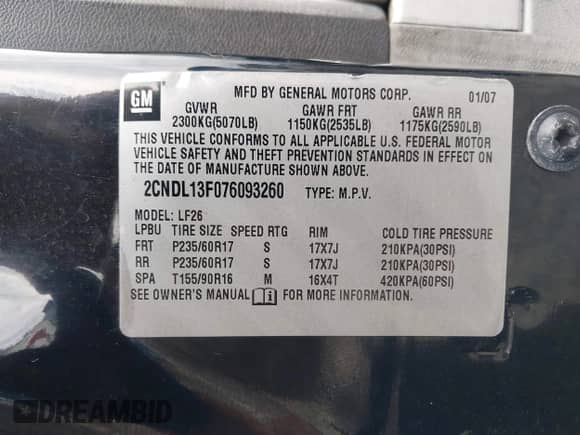 2007 Chevrolet Equinox LS с VIN 2CNDL13F076093260, выставлен на аукционе IAAI как лот 42639974 с пробегом Не указан миль и . История ставок и продаж доступна на DreamBid. Изображение 9.