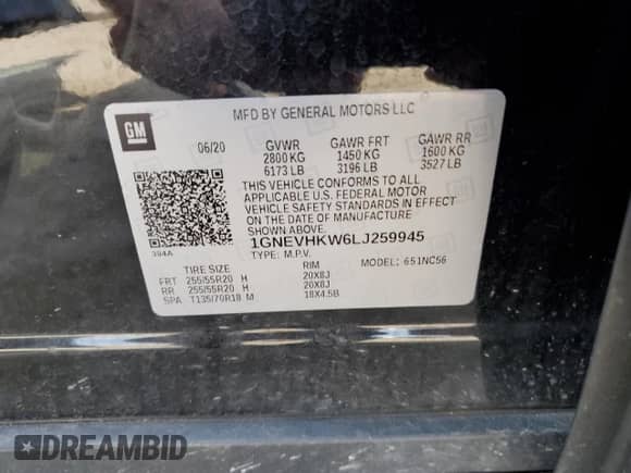 2020 Chevrolet Traverse LT с VIN 1GNEVHKW6LJ259945, выставлен на аукционе Copart как лот 80700925 с пробегом 97 525 миль миль и Списание • Salvage title. История ставок и продаж доступна на DreamBid. Изображение 13.