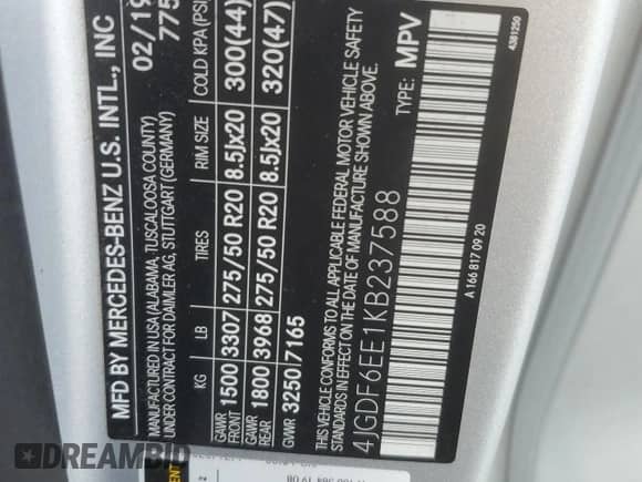 2019 Mercedes-Benz GLS 450 z VIN 4JGDF6EE1KB237588, wystawiony jako Copart lot #80535135 z przebiegiem 90 255 mil mil oraz Szkoda całkowita • Salvage title. Historia ofert i sprzedaży dostępna na DreamBid. Obrazek 13.