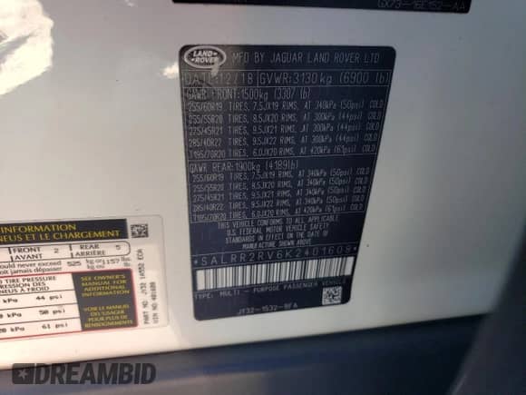 2019 Land Rover Discovery HSE с VIN SALRR2RV6K2401608, выставлен на аукционе Copart как лот 47196675 с пробегом 66 032 миль миль и Списание • Salvage title. История ставок и продаж доступна на DreamBid. Изображение 13.