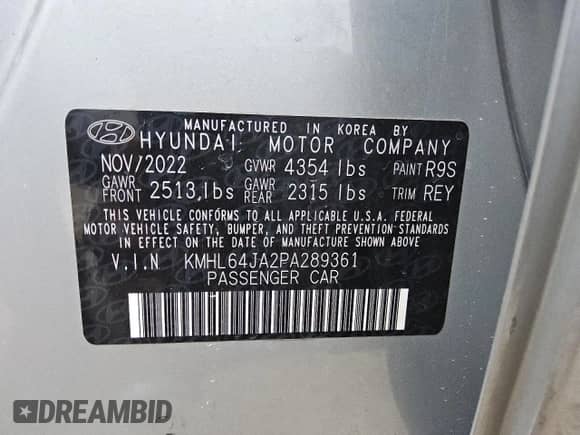2023 Hyundai Sonata SEL с VIN KMHL64JA2PA289361, выставлен на аукционе Copart как лот 85009825 с пробегом 94 751 миль миль и Списание • Salvage title. История ставок и продаж доступна на DreamBid. Изображение 12.