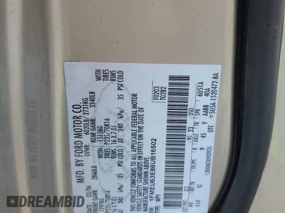 2006 Ford Explorer XLT с VIN 1FMEU63E86UB16502, выставлен на аукционе Copart как лот 81434435 с пробегом 183 493 миль миль и Списание • Salvage title. История ставок и продаж доступна на DreamBid. Изображение 13.