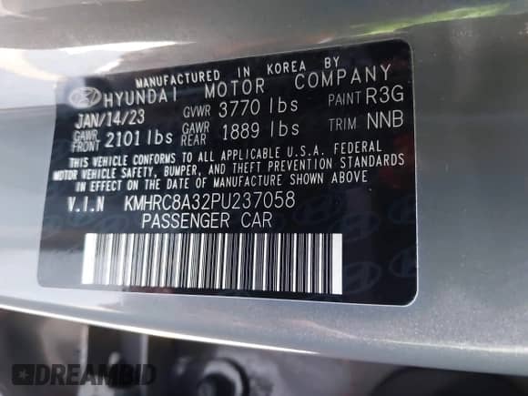 2023 Hyundai Venue SEL z VIN KMHRC8A32PU237058, wystawiony jako IAAI lot #43251531 z przebiegiem 16 521 mil mil oraz . Historia ofert i sprzedaży dostępna na DreamBid. Obrazek 9.