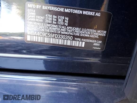 2015 BMW 4 Series 428i xDrive z VIN WBA4C9C55FD330350, wystawiony jako Copart lot #69912125 z przebiegiem 177 235 mil mil oraz Szkoda całkowita • Salvage title. Historia ofert i sprzedaży dostępna na DreamBid. Obrazek 12.