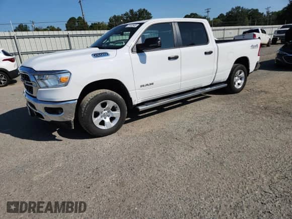 2023 Ram 1500 Big Horn with VIN 1C6SRFMT1PN628076, listed as a Copart auction lot 71742945 with 76,500 mi miles and Salvage title. Bid and sale history available at DreamBid. Image 1.