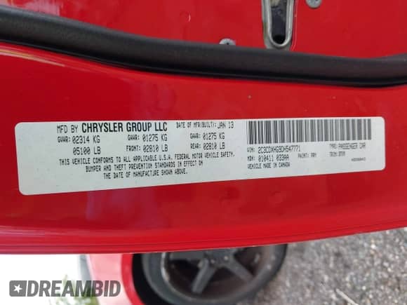 2013 Dodge Charger SXT Plus with VIN 2C3CDXHG9DH547771, listed as a IAAI auction lot 42627900 with 130,346 mi miles and . Bid and sale history available at DreamBid. Image 9.