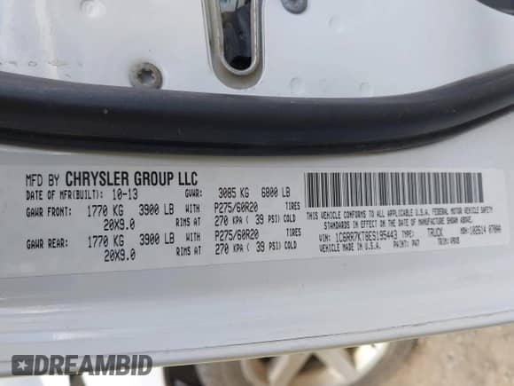 2014 Ram 1500 Express z VIN 1C6RR7KT8ES195443, wystawiony jako IAAI lot #43570668 z przebiegiem 191 724 mil mil oraz . Historia ofert i sprzedaży dostępna na DreamBid. Obrazek 9.