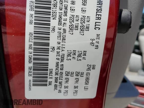 2008 Dodge Grand Caravan SXT с VIN 2D8HN54X78R116324, выставлен на аукционе Copart как лот 57992555 с пробегом 204 322 миль миль и Списание • Salvage title. История ставок и продаж доступна на DreamBid. Изображение 13.