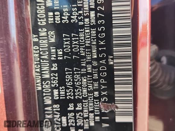 2019 Kia Sorento LX z VIN 5XYPGDA51KG537291, wystawiony jako Copart lot #85204145 z przebiegiem 173 983 mil mil oraz Czysty tytuł • Clean title. Historia ofert i sprzedaży dostępna na DreamBid. Obrazek 13.