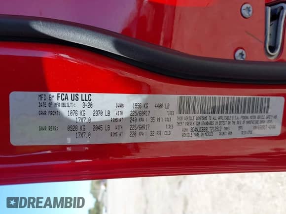 2020 Jeep Compass Latitude with VIN 3C4NJCBB8LT212512, listed as a IAAI auction lot 41796239 with 35,453 mi miles and . Bid and sale history available at DreamBid. Image 9.