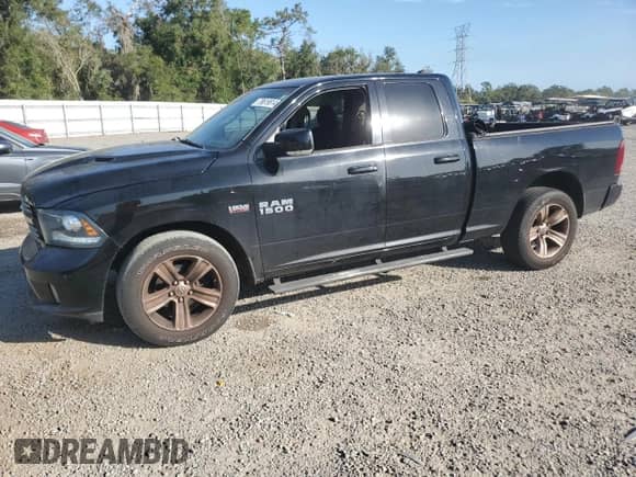 2014 Ram 1500 Sport with VIN 1C6RR6HT8ES301875, listed as a Copart auction lot 79619814 with 107,726 mi miles and Salvage title. Bid and sale history available at DreamBid. Image 1.
