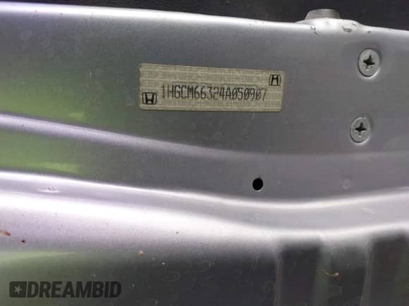 2004 Honda Accord LX with VIN 1HGCM66324A050907, listed as a IAAI auction lot 43376650 with 198,323 mi miles and . Bid and sale history available at DreamBid. Image 9.