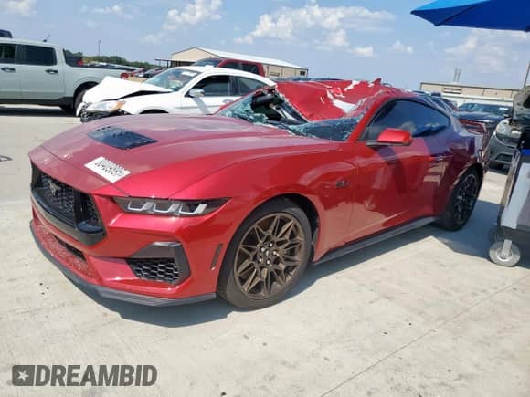 2024 Ford Mustang GT с VIN 1FA6P8CF0R5409979, выставлен на аукционе Copart как лот 80409895 с пробегом 25 357 миль миль и Списание • Salvage title. История ставок и продаж доступна на DreamBid. Изображение 1.