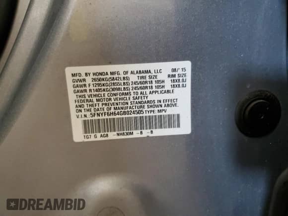 2016 Honda Pilot EX-L z VIN 5FNYF6H64GB024505, wystawiony jako Copart lot #80838475 z przebiegiem 113 567 mil mil oraz Czysty tytuł • Clean title. Historia ofert i sprzedaży dostępna na DreamBid. Obrazek 13.