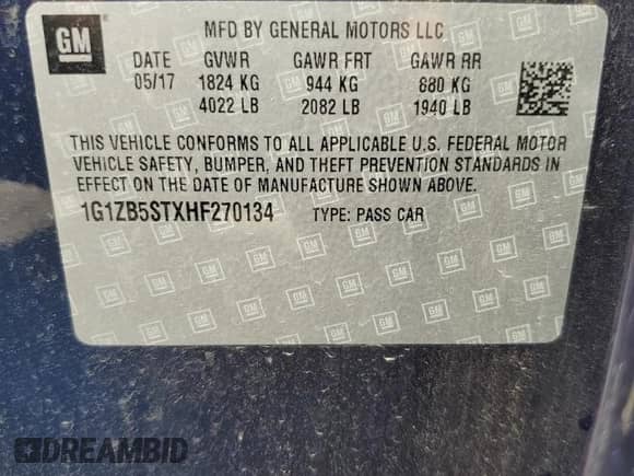 2017 Chevrolet Malibu LS с VIN 1G1ZB5STXHF270134, выставлен на аукционе Copart как лот 81281495 с пробегом 102 232 миль миль и На запчасти • Non repairable. История ставок и продаж доступна на DreamBid. Изображение 12.