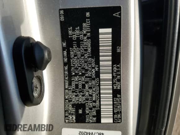 2006 Toyota Sienna XLE z VIN 5TDBA22C76S074255, wystawiony jako Copart lot #71065935 z przebiegiem 216 218 mil mil oraz Szkoda całkowita • Salvage title. Historia ofert i sprzedaży dostępna na DreamBid. Obrazek 13.