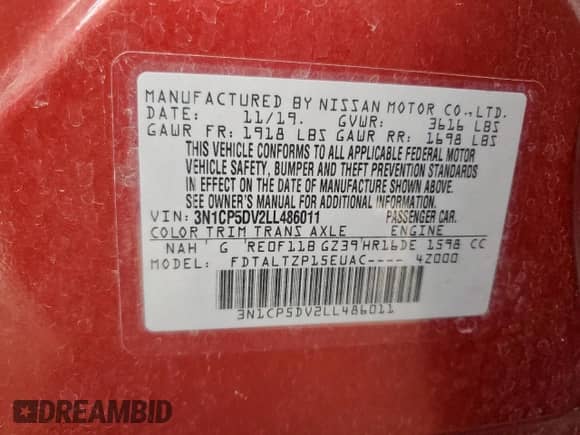 2020 Nissan Kicks SR z VIN 3N1CP5DV2LL486011, wystawiony jako Copart lot #71710155 z przebiegiem 60 972 mil mil oraz Szkoda całkowita • Salvage title. Historia ofert i sprzedaży dostępna na DreamBid. Obrazek 13.