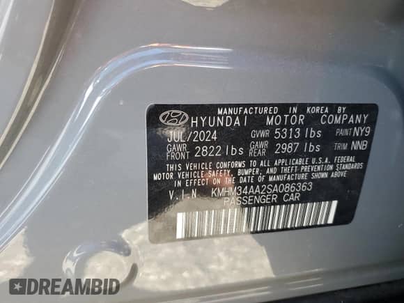 2025 Hyundai Ioniq 6 SEL с VIN KMHM34AA2SA086363, выставлен на аукционе Copart как лот 68265245 с пробегом Не указан миль и Списание • Salvage title. История ставок и продаж доступна на DreamBid. Изображение 12.