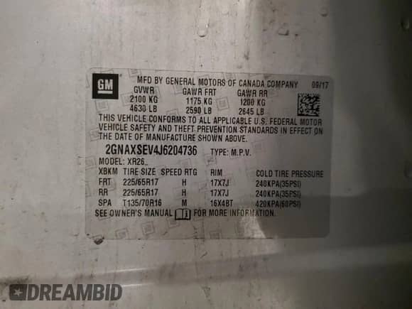 2018 Chevrolet Equinox LT с VIN 2GNAXSEV4J6204736, выставлен на аукционе Copart как лот 82473115 с пробегом 168 823 миль миль и Списание • Salvage title. История ставок и продаж доступна на DreamBid. Изображение 13.