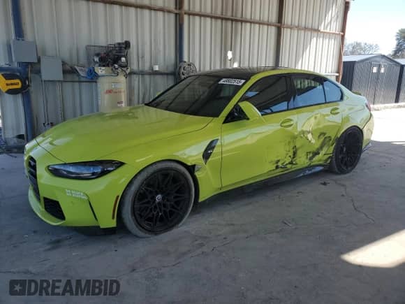2023 BMW M3 с VIN WBS53AY05PFP21423, выставлен на аукционе Copart как лот 48802515 с пробегом 11 463 миль миль и Списание • Salvage title. История ставок и продаж доступна на DreamBid. Изображение 1.