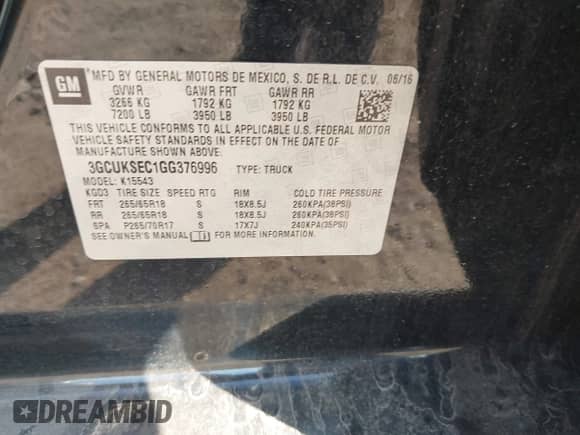 2016 Chevrolet Silverado 1500 LTZ z VIN 3GCUKSEC1GG376996, wystawiony jako IAAI lot #41997866 z przebiegiem 142 151 mil mil oraz . Historia ofert i sprzedaży dostępna na DreamBid. Obrazek 9.