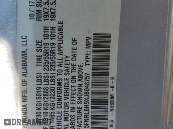 2018 Honda Odyssey Elite с VIN 5FNRL6H9XJB048757, выставлен на аукционе Copart как лот 70481885 с пробегом 163 630 миль миль и Списание • Salvage title. История ставок и продаж доступна на DreamBid. Изображение 13.