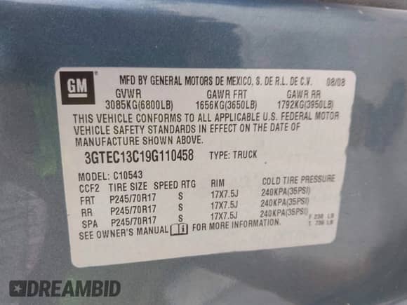 2009 GMC Sierra 1500 SL с VIN 3GTEC13C19G110458, выставлен на аукционе IAAI как лот 43303130 с пробегом 287 406 миль миль и . История ставок и продаж доступна на DreamBid. Изображение 9.