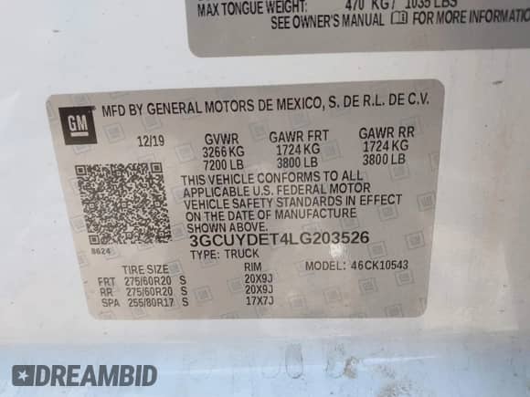 2020 Chevrolet Silverado 1500 LT с VIN 3GCUYDET4LG203526, выставлен на аукционе IAAI как лот 42107566 с пробегом 106 584 миль миль и . История ставок и продаж доступна на DreamBid. Изображение 9.