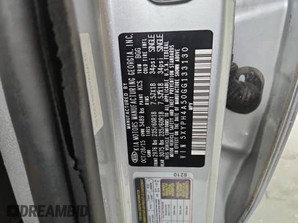 2016 Kia Sorento EX с VIN 5XYPH4A50GG133130, выставлен на аукционе Copart как лот 90106115 с пробегом 248 989 миль миль и Чистый • Clean title. История ставок и продаж доступна на DreamBid. Изображение 13.