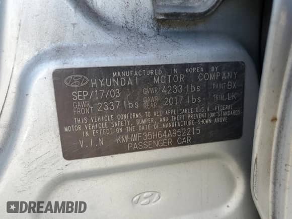 2004 Hyundai Sonata GLS z VIN KMHWF35H64A952215, wystawiony jako Copart lot #76305144 z przebiegiem 125 166 mil mil oraz Szkoda całkowita • Salvage title. Historia ofert i sprzedaży dostępna na DreamBid. Obrazek 12.