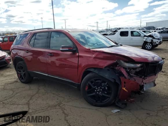 2022 Chevrolet Traverse Premier with VIN 1GNEVKKW2NJ132898, listed as a Copart auction lot 52786375 with 12,902 mi miles and Salvage title. Bid and sale history available at DreamBid. Image 4.