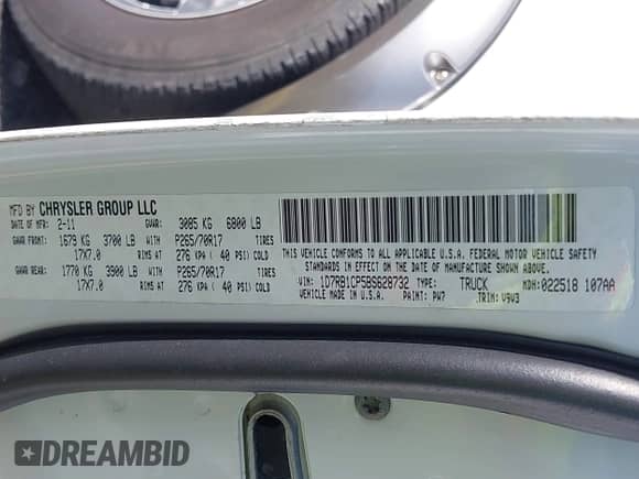 2011 Ram 1500 SLT с VIN 1D7RB1CP5BS628732, выставлен на аукционе IAAI как лот 41274055 с пробегом 123 566 миль миль и . История ставок и продаж доступна на DreamBid. Изображение 9.